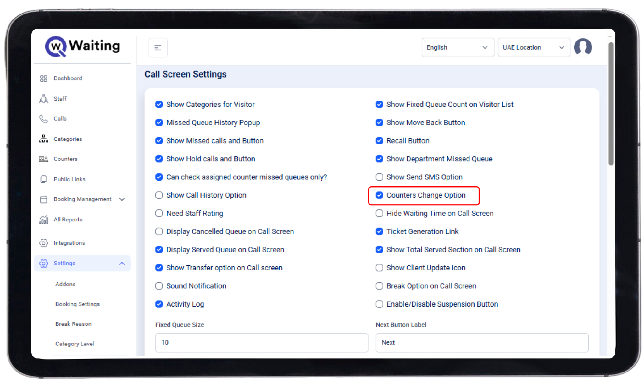 multi-counter-call-management-panel