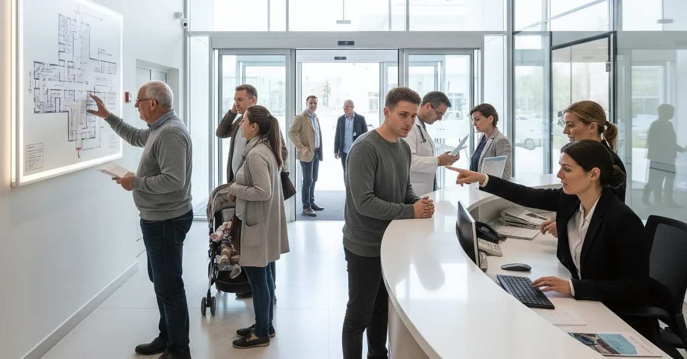 Confused Customers at the Reception Lobby