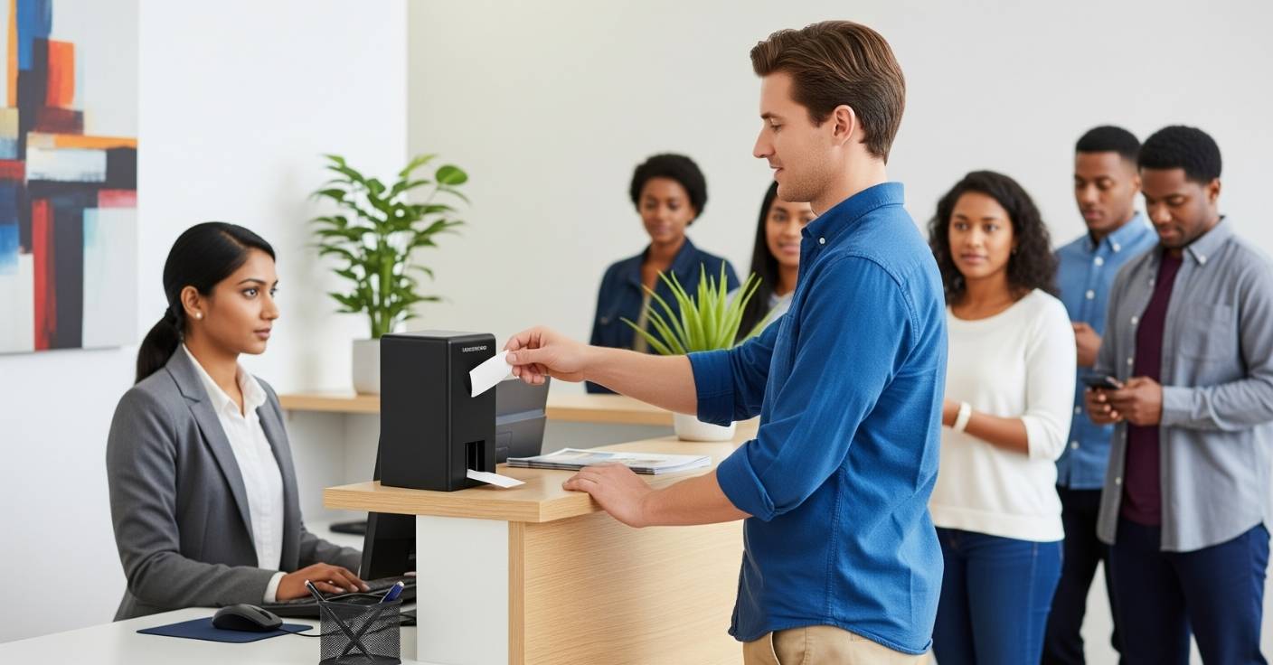 Person Taking Paper Slip From Token Dispensing Machine