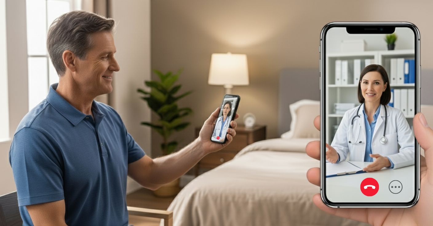 Remote Telehealth Call Between a Patient and Doctor