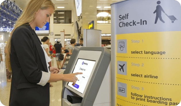 Female Passenger Self-Check-in Via Kiosk