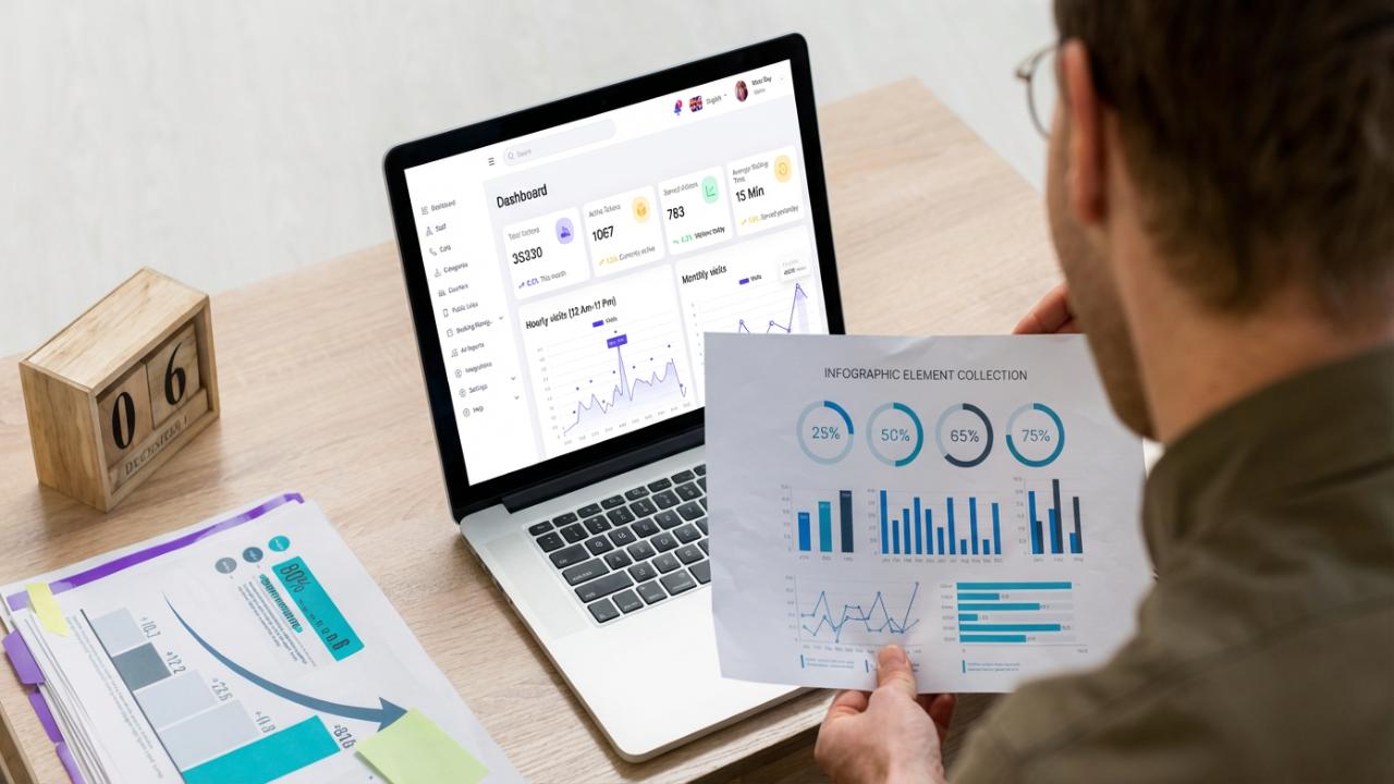 a person analysing analytic reports