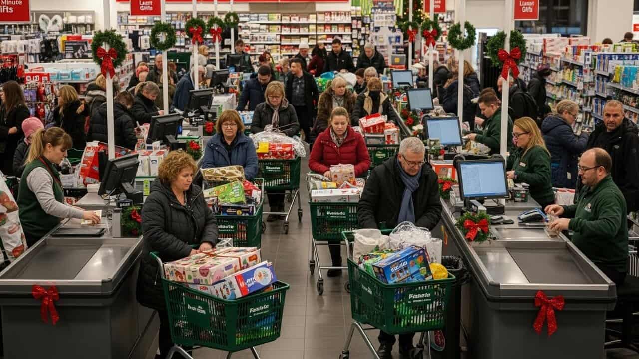 holiday season rush in a retail store