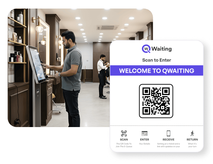 person using self-service kiosk for salon check-in