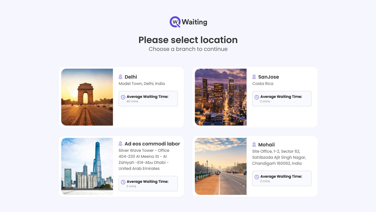 qwaiting system support multi-location branches of a business