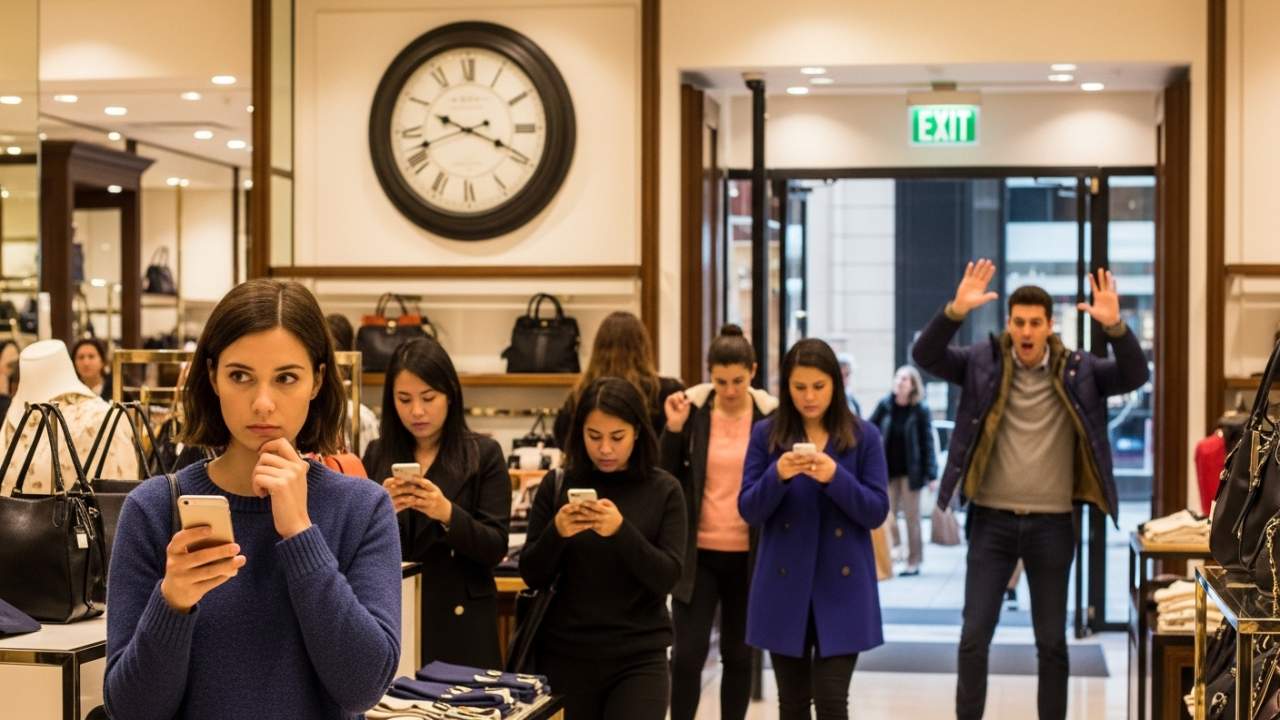 confused and frustrated customers at a store due to long waits