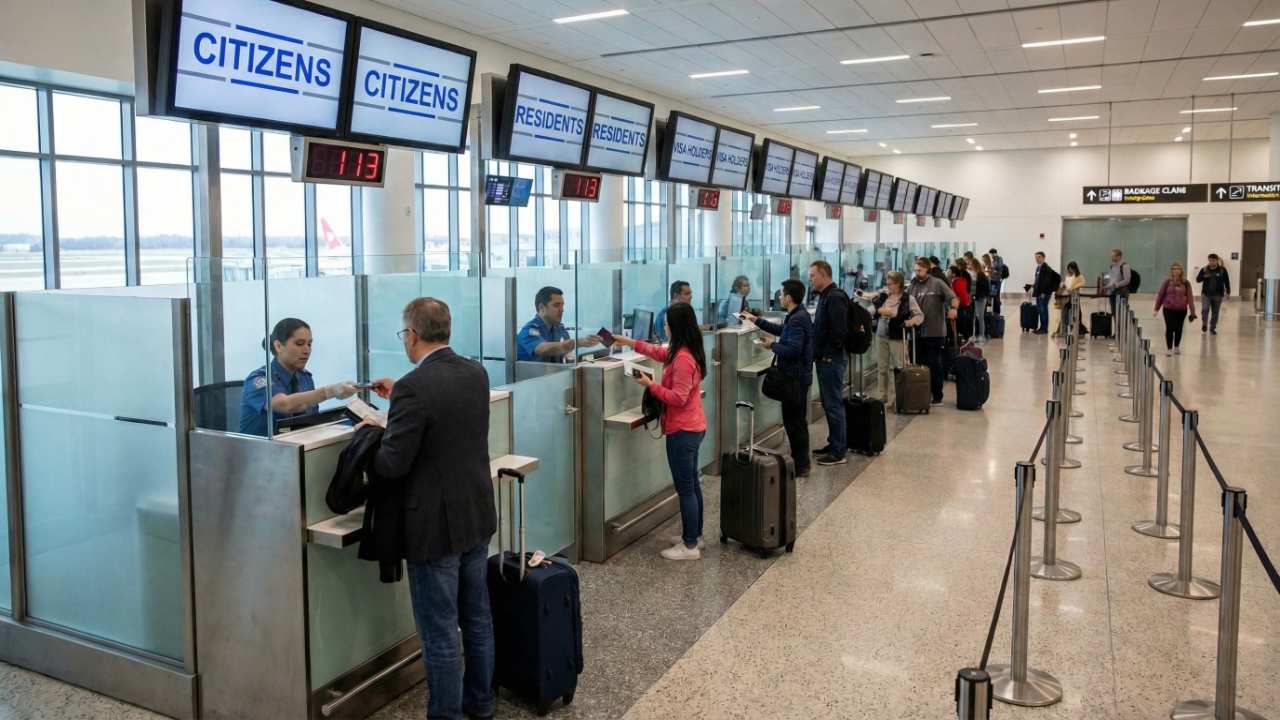 smart queues for separate immigration categories at the airport