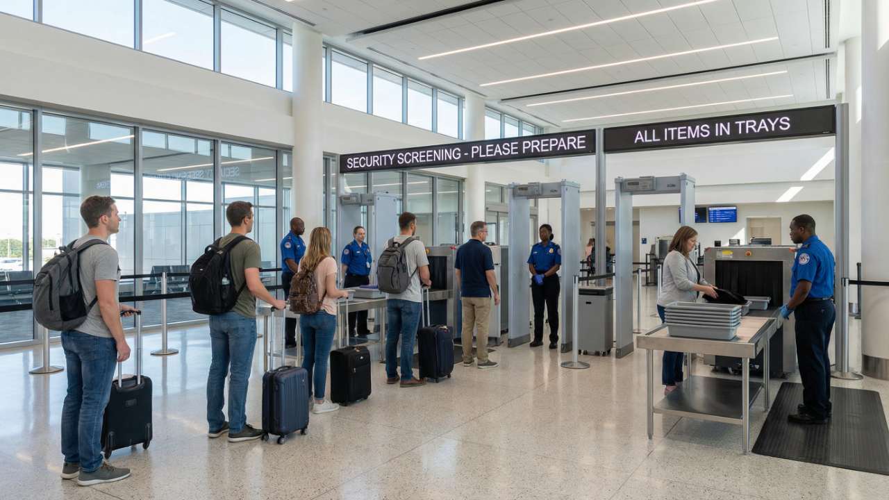 structured passenger flow at airport security screening